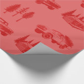 Vrolijk kerstinpakken rood vrachtwagenpark Cabi Cadeaupapier (Hoek)