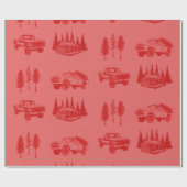 Vrolijk kerstinpakken rood vrachtwagenpark Cabi Cadeaupapier (Vlak)