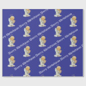 Vrolijk kerstinpakpapier Baby Blue Angel Cadeaupapier (Vlak)