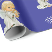 Vrolijk kerstinpakpapier Baby Blue Angel Cadeaupapier (Rol Hoek)