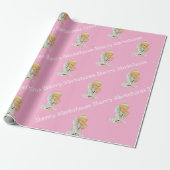 Vrolijk kerstinpakpapier Baby Pink Angel Cadeaupapier (Uitgerold)