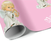 Vrolijk kerstinpakpapier Baby Pink Angel Cadeaupapier (Rol Hoek)