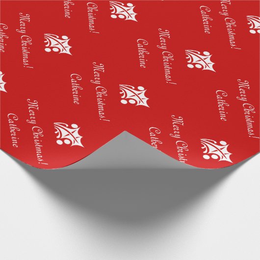 Vrolijk kerstinpakpapier met aangepaste naam. cadeaupapier (Hoek)