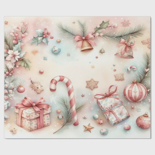 Vrolijk kerstinpakpapier ontwerp cadeaupapier (Vlak)