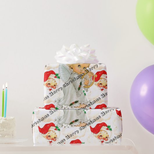 Vrolijk kerstinpakpapier  Santa Angel Cadeaupapier (Feestgeschenken)