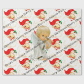 Vrolijk kerstinpakpapier  Santa Angel Cadeaupapier (Vlak)