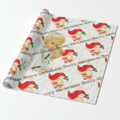 Vrolijk kerstinpakpapier  Santa Angel Cadeaupapier (Uitgerold)