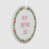 Vrolijk Kerstjaar Familienaam Jaarlijks Ornament (voorkant)