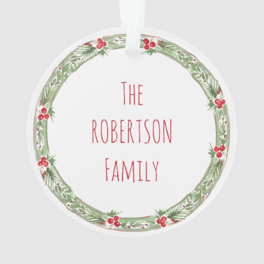 Vrolijk Kerstjaar Familienaam Jaarlijks Ornament (achterkant)