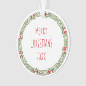 Vrolijk Kerstjaar Familienaam Jaarlijks Ornament (voorkant)