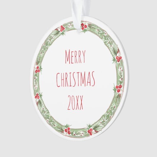 Vrolijk Kerstjaar Familienaam Jaarlijks Ornament (voorkant)