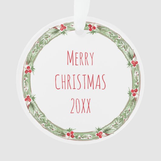 Vrolijk Kerstjaar Familienaam Jaarlijks Ornament (voorkant)