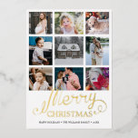 Vrolijk kerstjaar in Review 9 Foto Collage Folie Feestdagenkaart<br><div class="desc">Dit kerstkerstjaar met negen foto's voor het collage kerstjaar in review foil-vakantiekaart is perfect voor iedereen die zijn kerstvakantiethema wil aanpassen. Pas het aan met je familienaam, je kerstdatum, en neem een speciale boodschap op! Klik op de knop "Aanpassen" en gebruik onze ontwerptool om deze sjabloon te wijzigen. Bekijk de...</div>