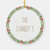Vrolijk Kerstjaar Krans Naam Jaarlijkse aandenken Keramisch Ornament (Achterkant)