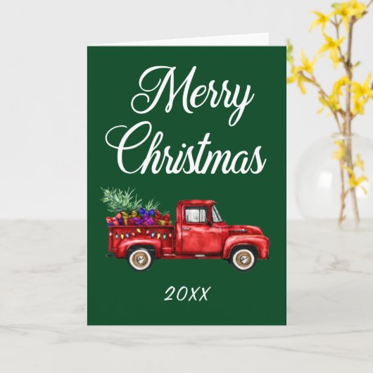 Vrolijk kerstjaar  roodroodroodgolflengte cadeautj kaart (Gele Bloem)