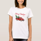 Vrolijk kerstjaar Waterverf  Red Truck T-shirt (Voorkant)