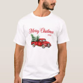 Vrolijk kerstjaar Waterverf Red Truck T-shirt (Voorkant)