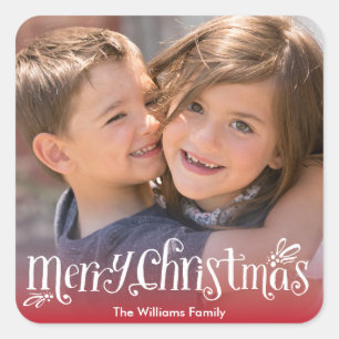Vrolijk kerstjuweel Vakantiestische fotosticker Vierkante Sticker