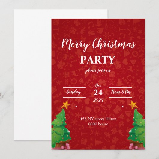 Vrolijk kerstkaartenuitnodiging, Rode xmas Kaart (Voorkant / Achterkant)