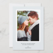 Vrolijk kerstkaartje blauw grijs met sneeuwvlokken save the date (Achterkant)