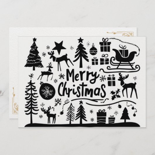 Vrolijk kerstkaartje feestdagenkaart (Voorkant / Achterkant)