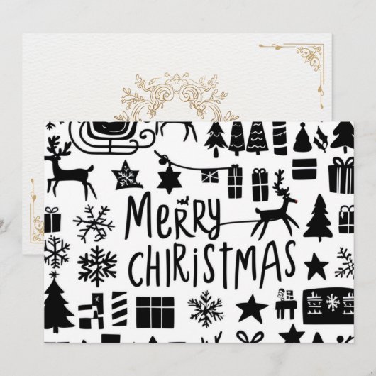 Vrolijk kerstkaartje feestdagenkaart (Voorkant / Achterkant)