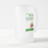 Vrolijk kerstkaartje (grn/red) matglas bierpul (Voorkant rechts)