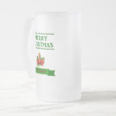 Vrolijk kerstkaartje (grn/red) matglas bierpul (Voorkant links)