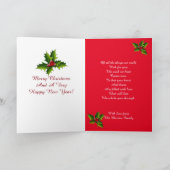 Vrolijk kerstkaartje Holly krans Feestdagen Kaart (Binnen)
