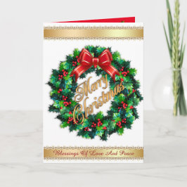 Vrolijk kerstkaartje Holly krans Feestdagen Kaart