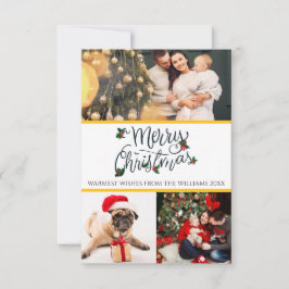 Vrolijk kerstkaartje met 3 foto's bedankkaart