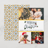 Vrolijk kerstkaartje met 3 foto's bedankkaart (Voorkant / Achterkant)