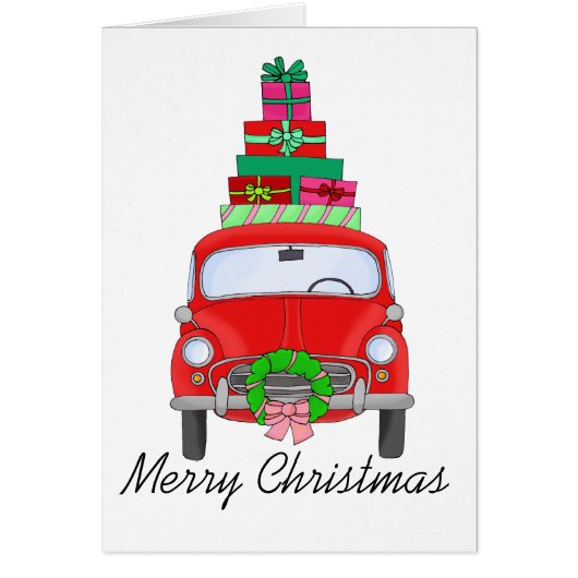 Vrolijk kerstkaartje met cadeautjes (Voorkant)