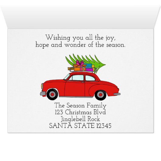 Vrolijk kerstkaartje met cadeautjes (Binenzijde Horizontaal (Onderkant))