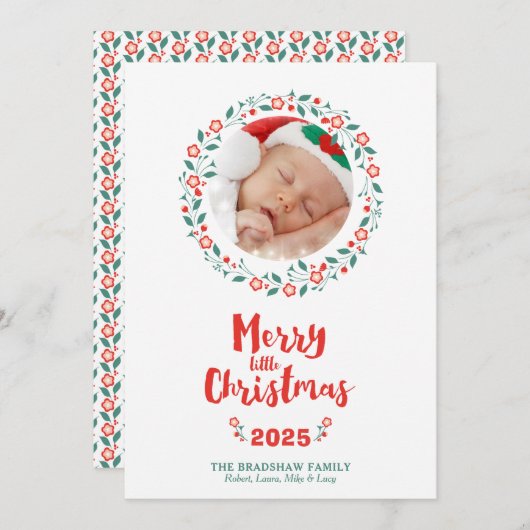 Vrolijk kerstkaartje met Lijst kerstmis Kaart (Voorkant / Achterkant)