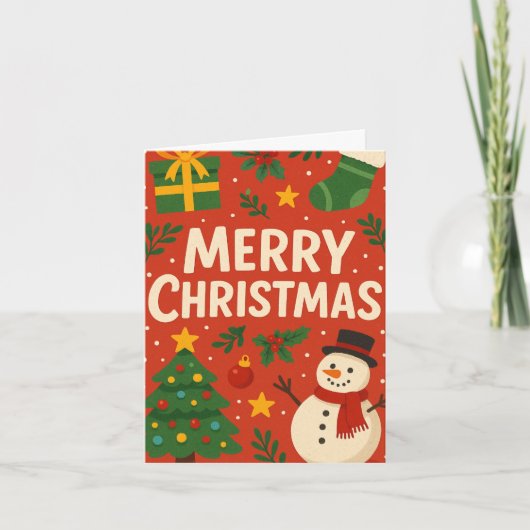 Vrolijk kerstkaartje met Snowman Kaart (Voorkant)
