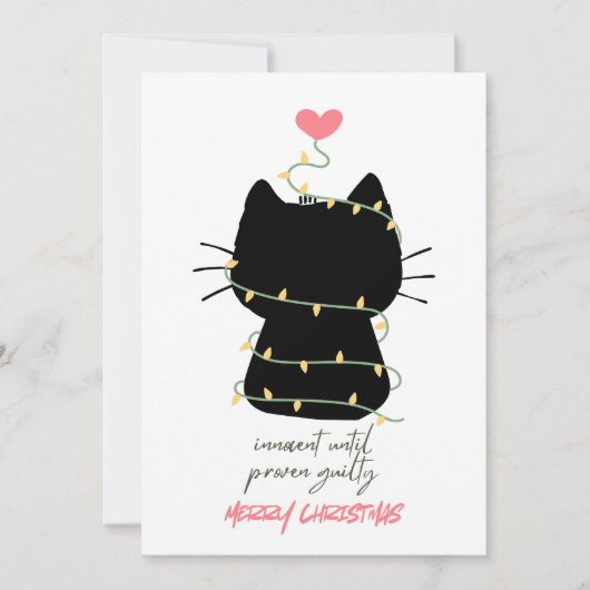 Vrolijk kerstkaartje met zwarte kat feestdagenkaart (Voorkant)