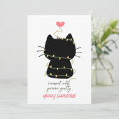 Vrolijk kerstkaartje met zwarte kat feestdagenkaart (Staand voorkant)