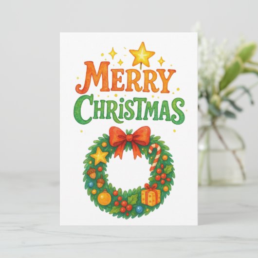 Vrolijk kerstkaartje uitnodiging (Staand voorkant)