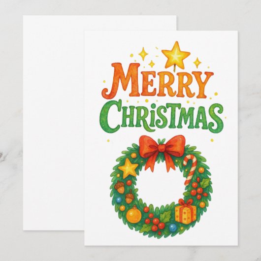 Vrolijk kerstkaartje uitnodiging (Voorkant / Achterkant)