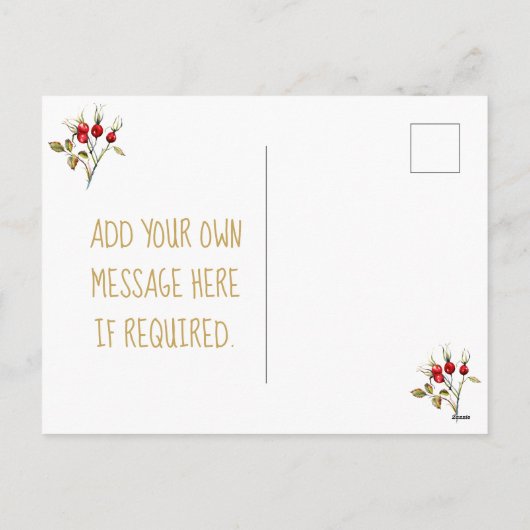 Vrolijk kerstkaartje vogels hulst bessen feestdagenkaart (Achterkant)