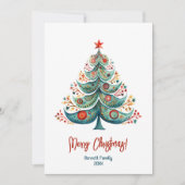Vrolijk kerstkaartje voor de familie kerstboom kaart (Voorkant)