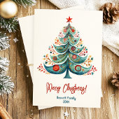 Vrolijk kerstkaartje voor de familie kerstboom kaart