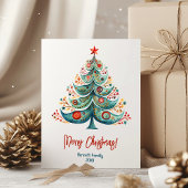 Vrolijk kerstkaartje voor de familie kerstboom kaart