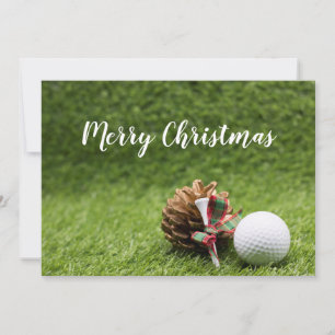 Vrolijk kerstkaartje voor golfer met golfbal feestdagenkaart