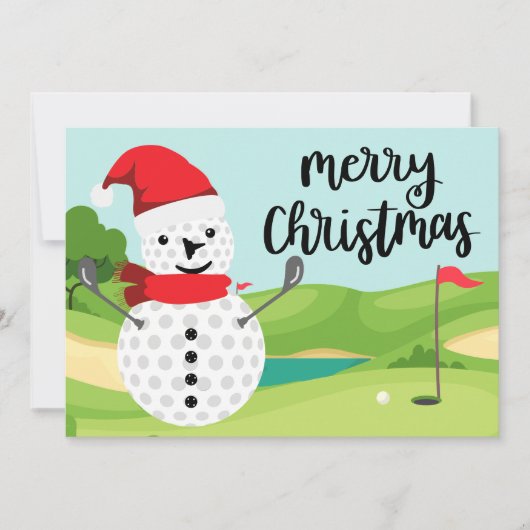 Vrolijk kerstkaartje voor golfer met Snowman Golfe Feestdagenkaart (Voorkant)