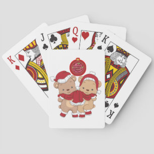 Vrolijk kerstkaartspel dek pokerkaarten