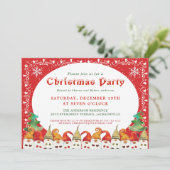 Vrolijk Kerstkabouters Vakantie Party Uitnodiging (Staand voorkant)