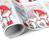 Vrolijk kerstkabouters Waterverf vakantie Cadeaupapier (Rol Hoek)