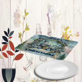 Vrolijk Kerstkalligrafie Blauwe Elf Gouden Decor Snijplank